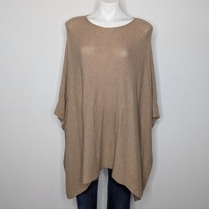 Remain Tan Wool Blend Oversized Cozy Lounge Knit Poncho Sweater Cover XS/S